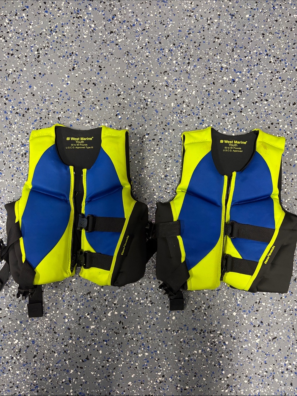 West Marine Kids' Blue & Neon Yellow PFD Bib Bib-style Life Vest